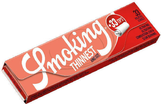 Smoking King Size Thinnest Red Χαρτάκια Στριφτού Τσιγάρου King Size με Τζιβάνες 33 φύλλα 24τμχ