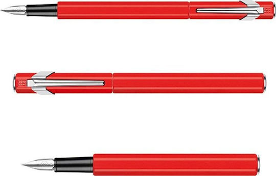 Fine Red Fountain Pen Made of Aluminum with Red Ink