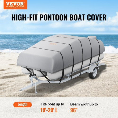 Vevor Pontoon Cover 19'-20' Waterproof Gray Fqczx800d192khiyzv0