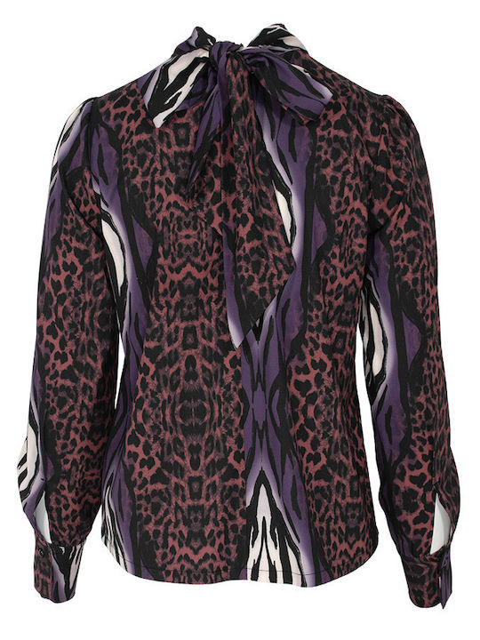 Γυναικεία Μπλούζα Μακρυμάνικη Animal Print Μωβ