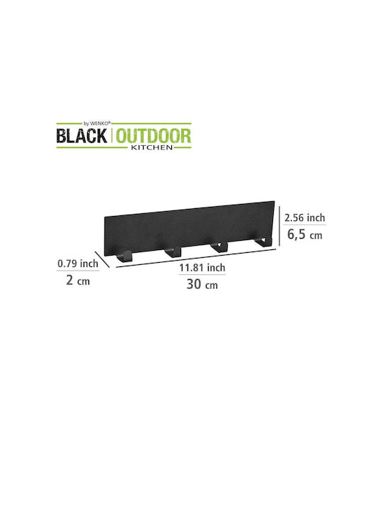 Wenko Cârlig de Baie Simplu cu șuruburi ​30x6.5cm Negru