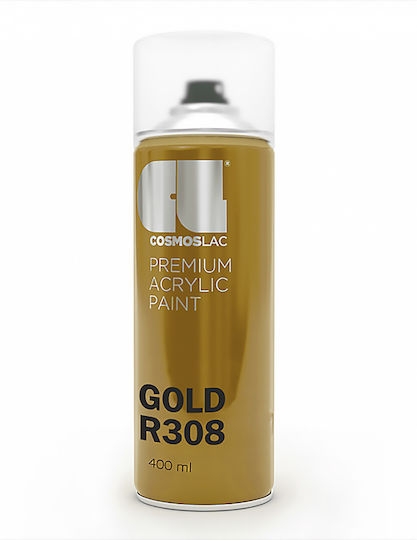 Cosmos Lac Spray Paint Premium Acrylic with Shiny Effect Gold Gold R308 400ml R308