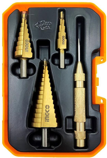Ingco Set of 4 Conical Drills HSS for Metal 2-32mm