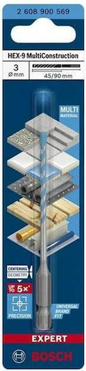 Bosch MultiConstruction Τετράκοπο Τρυπάνι με Εξάγωνο Στέλεχος για Δομικά Υλικά 3x90mm