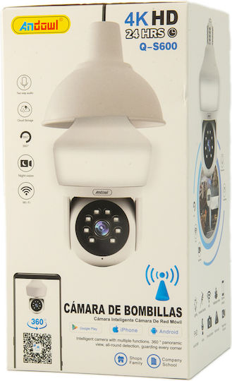 Andowl Q-S600 IP Überwachungskamera Wi-Fi 4K mit Lautsprecher Geeignet für Steckdosen Typ England