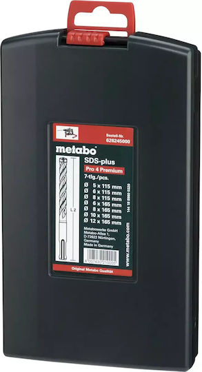 Metabo Σετ Τρυπάνια SDS-plus P4P Σετ 7 Διαμαντοτρύπανα Καρβιδίου με SDS Plus Στέλεχος για Μέταλλο