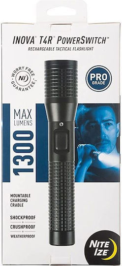 Niteize Rechargeable Flashlight LED with Maximum Brightness 1300lm Inova T4r Rech Flashlight