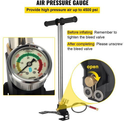 Vevor Pompă Manuală pentru Gonflabile cu Manometru Argintiu