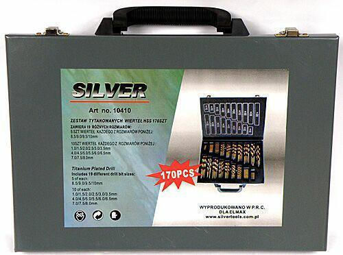 Silver Star Set of 170 Drills Titanium with Cylindrical Shank for Metal