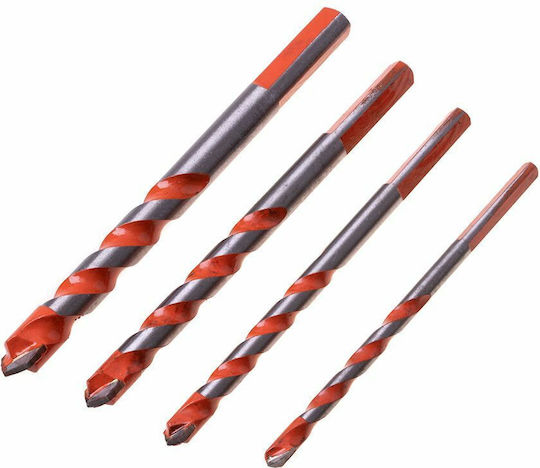 Set 4 Burghie Titan cu Tija Triunghiulară pentru Sticlă, gresie, Materiale de construcție, Metal și Lemn