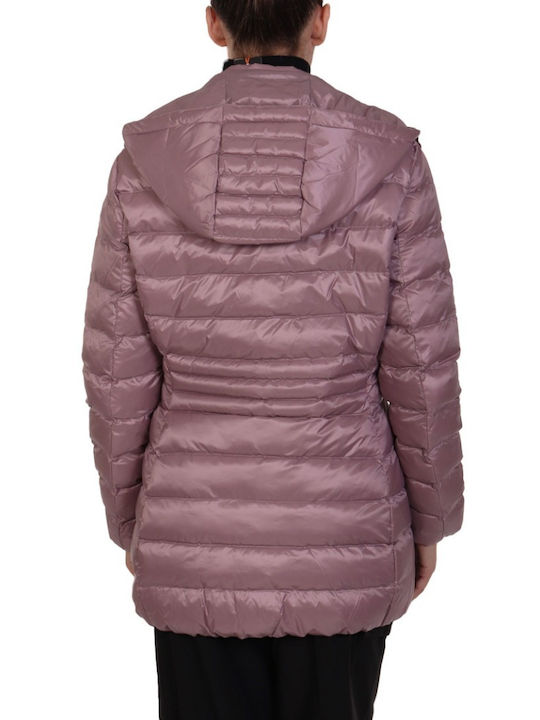 Women's Puffer Jacket for Winter with Hood Rotten Purple