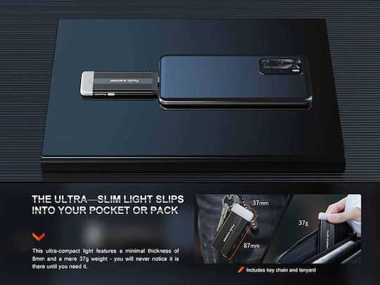 Fenix Rechargeable Keychain Flashlight LED IP24 with Maximum Brightness 100lm Black