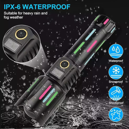 Andowl Rechargeable Flashlight LED IPX6 with Maximum Brightness 1000lm Black