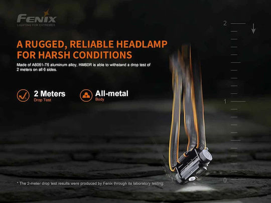 Fenix Επαναφορτιζόμενος Φακός Κεφαλής LED IP68 με Μέγιστη Φωτεινότητα 1200lm 2xCR123A