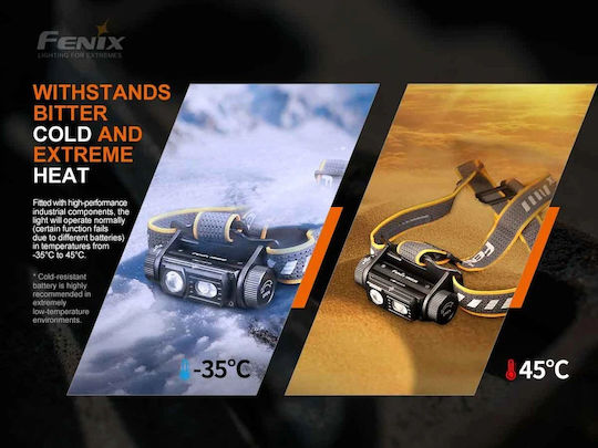 Fenix Επαναφορτιζόμενος Φακός Κεφαλής LED IP68 με Μέγιστη Φωτεινότητα 1200lm 2xCR123A