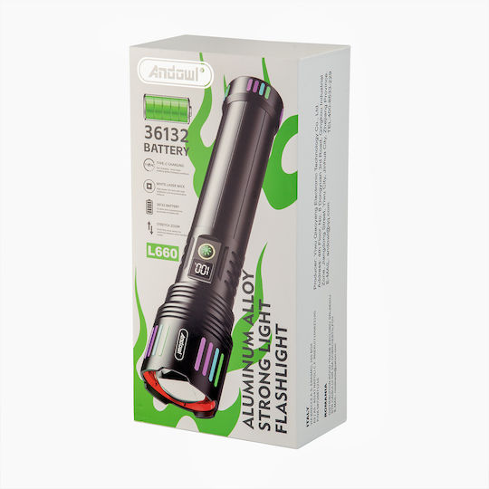 Andowl Lumină de lucru și de sit, cu baterie Lanternă LED L660 Negru