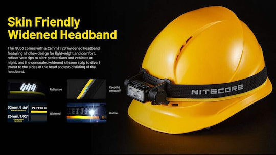 NiteCore Rechargeable Headlamp LED IP68 Dual Function with Maximum Brightness 1800lm NU53 Black