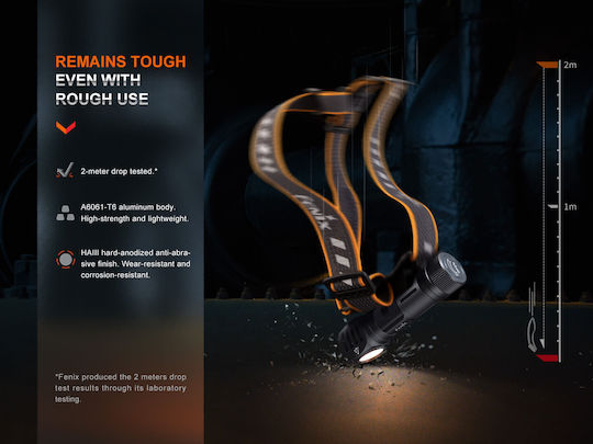 Fenix Rechargeable Headlamp LED IP68 with Maximum Brightness 1600lm Black