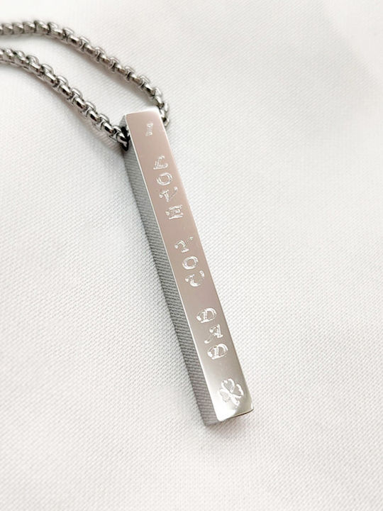 Jt Set Necklace Couples Bar 3D Steel Engraving Text Engraving Light-Colored 1 Side