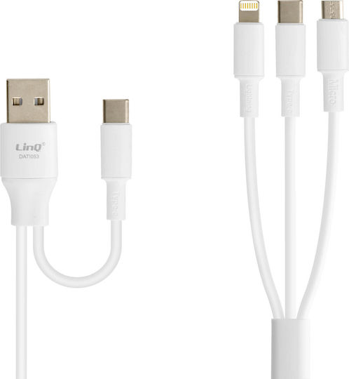 Linq Usb-a Usb-c To Usb-c Lightning Micro-usb Cable Length 1.2m White