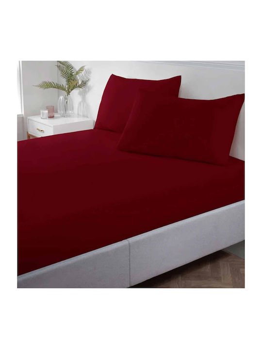 Astron Italy Sheet Super-Double with Elastic 160x200+40cm. Red Wine