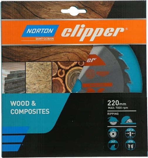 Norton Disc de tăiere Lemn cu 24 Dinti 220mm
