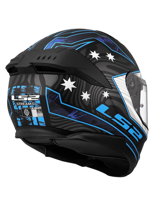 LS2 Stream II Galdam Mat Black/Blue Κράνος Μηχανής Full Face ECE 22.06 1550gr με Sunvisor