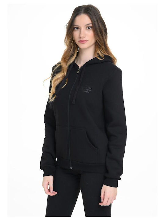Women's Sweatshirt Jacket Hooded Black