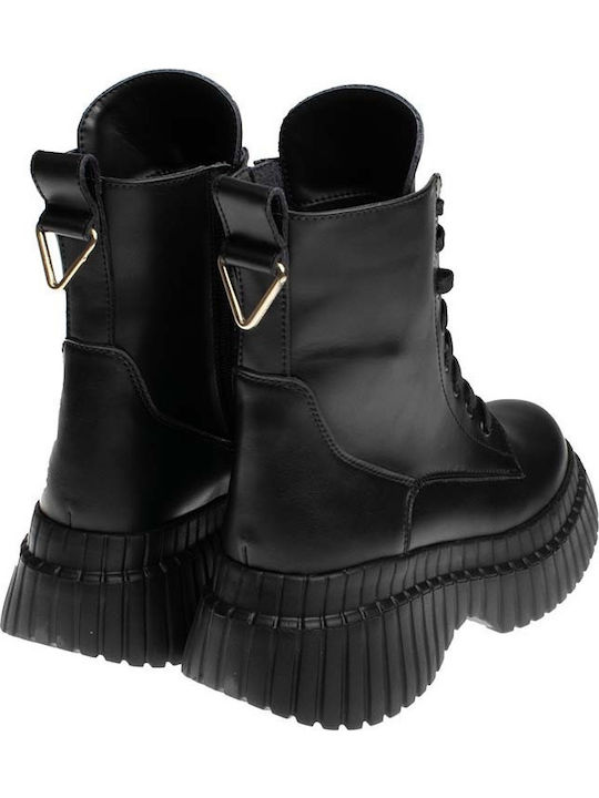 Leder Stiefeletten Damen Schwarz