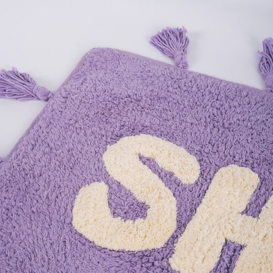 Flamingueo Non-Slip Bath Mat Cotton Purple 53x80cm