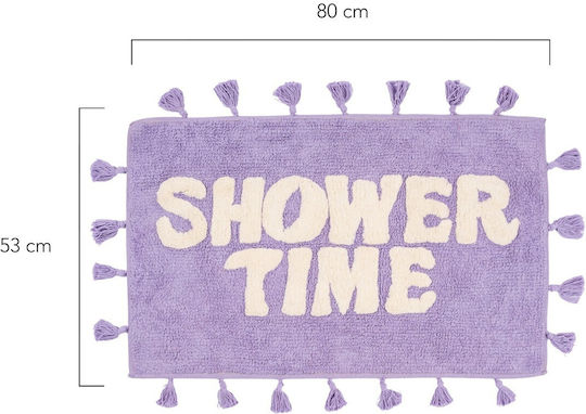 Flamingueo Non-Slip Bath Mat Cotton Purple 53x80cm