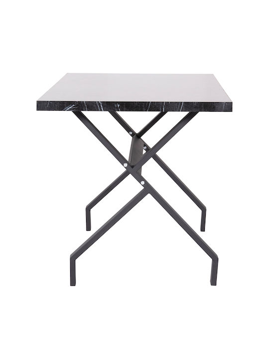 Lana Table Kitchen Wooden with Metal Frame Black Marble-black 140x70x72cm