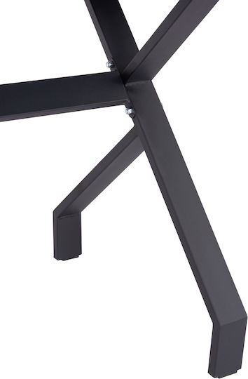 Lana Dining Room Table Wooden with Metal Frame Black Marble Black 140x70x72cm