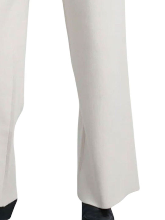 Women's High-waisted Fabric Trousers Ecru