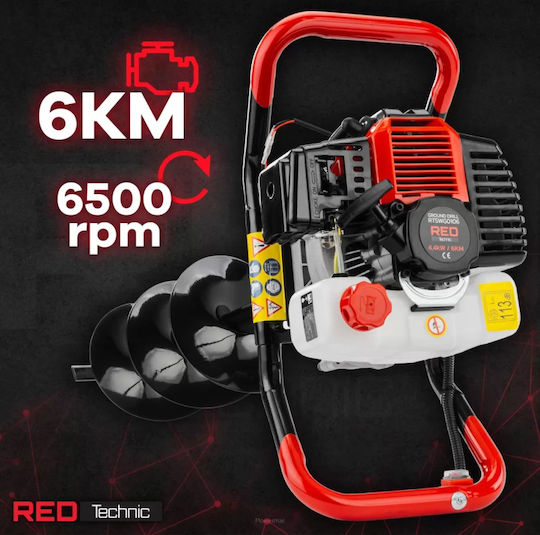 Foreză pe benzină cu 3 burghie 6 CP Roșu Technic Rtswg0106