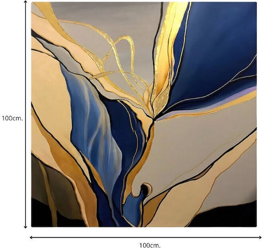 Megapap Dance Of Gold And Blue Πίνακας σε Καμβά 100x100cm
