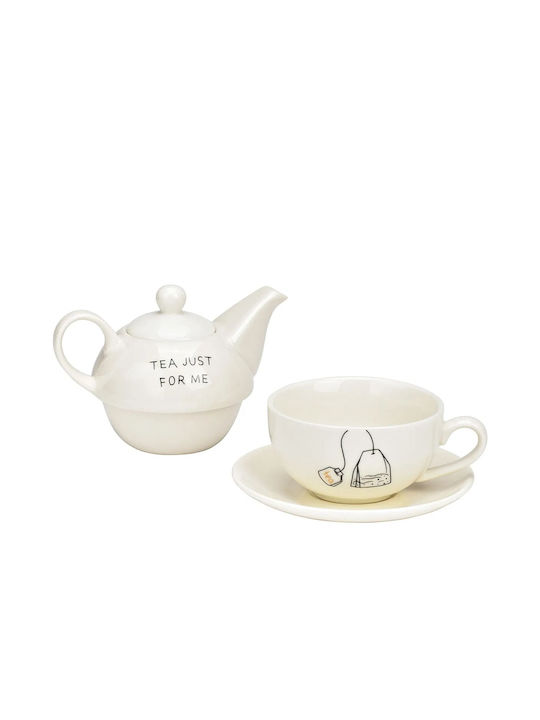 Teapot with Cup Porcelain in White Color 400ml