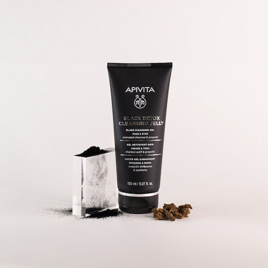 Apivita Black Detox Gel Cleansing Face & Eyes for Acne-Prone Skin 150ml