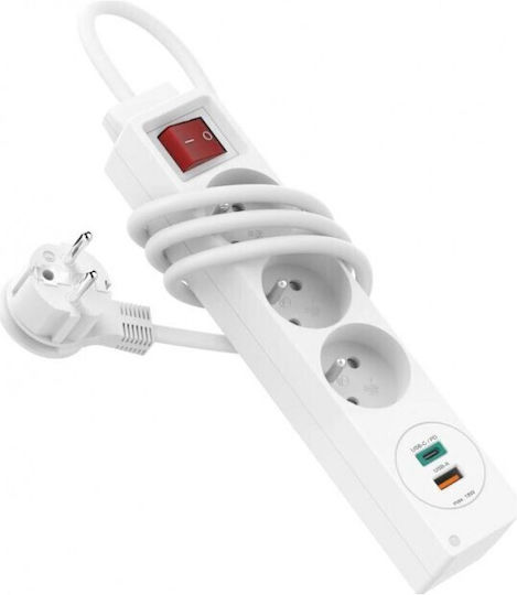 HAMA Πολύπριζο 3 Θέσεων με USB-A και USB-C