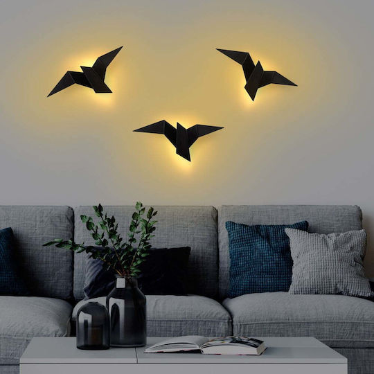 Opviq Modern Lumină de Perete cu LED Integrat și Lumină Alb Cald Negru 56x24x14cm
