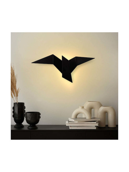Opviq Modern Lamp Wall with Integrated LED and Warm White Light Black 56x24x14cm