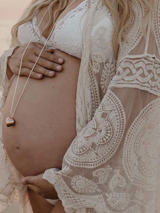 Proud Mama Pregnancy Necklace in Silver Gray