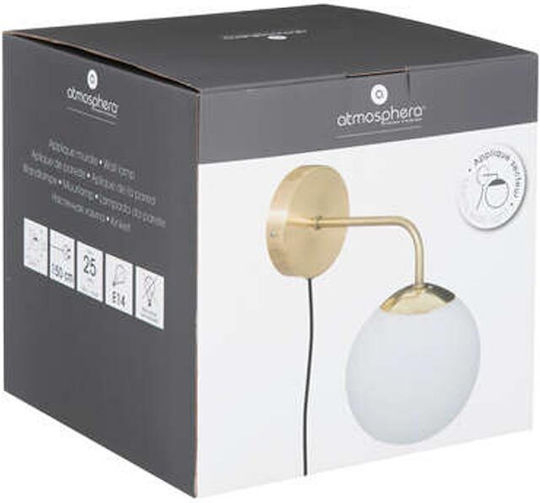 Atmosphera Modern Wall Lamp with E14 Socket Gold 25x15cm