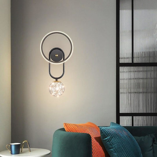 PH205 Modern Lamp Wall with Integrated LED and Warm White Light Black 20x20x20cm