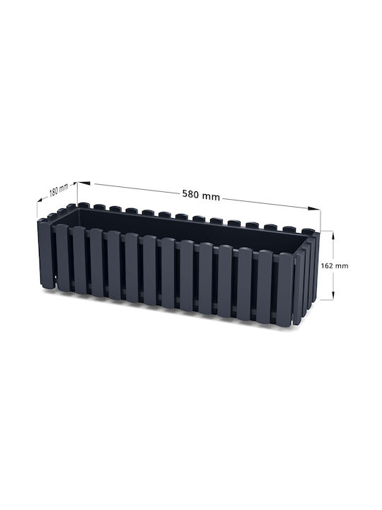 Prosperplast Planter Boardee Fence W Self-watering Planter Box Plastic Gray 58x18x16.2cm.
