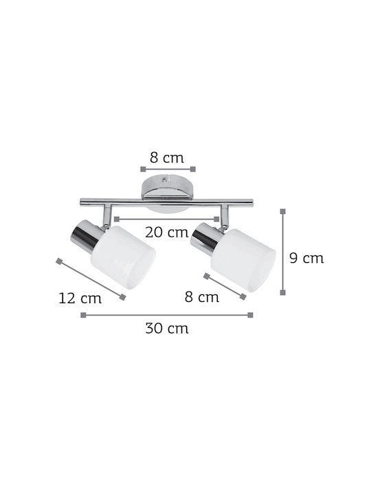 Inlight 9065-2 Διπλό Σποτ σε Ασημί Χρώμα Νίκελ Ματ