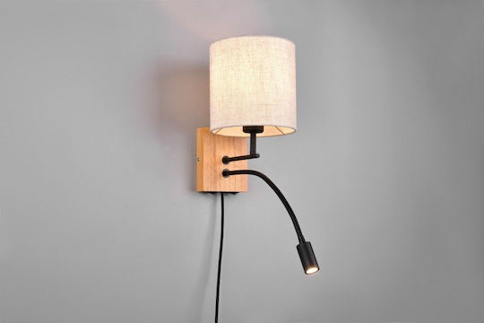 Trio Lighting Modern Lumină de Perete cu Priză cu Soclu E27 și Comutator Negru 18x18cm