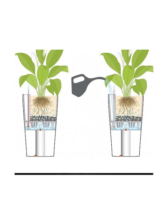 Lechuza Cilindro Self-watering Pot Plastic Sand Brown 21x21x41cm.