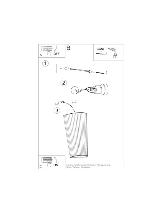 Sollux Lana Classic Lamp Wall with Socket E27 White 16x20x20cm