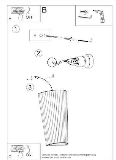 Sollux Lana Classic Lamp Wall with Socket E27 White 16x20x20cm